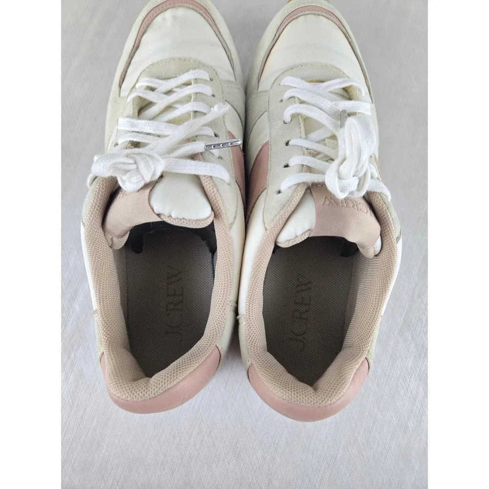 J. Crew‎ White Pink Suede Lace Up Athletic Sneakers Shoes Womens Size 8